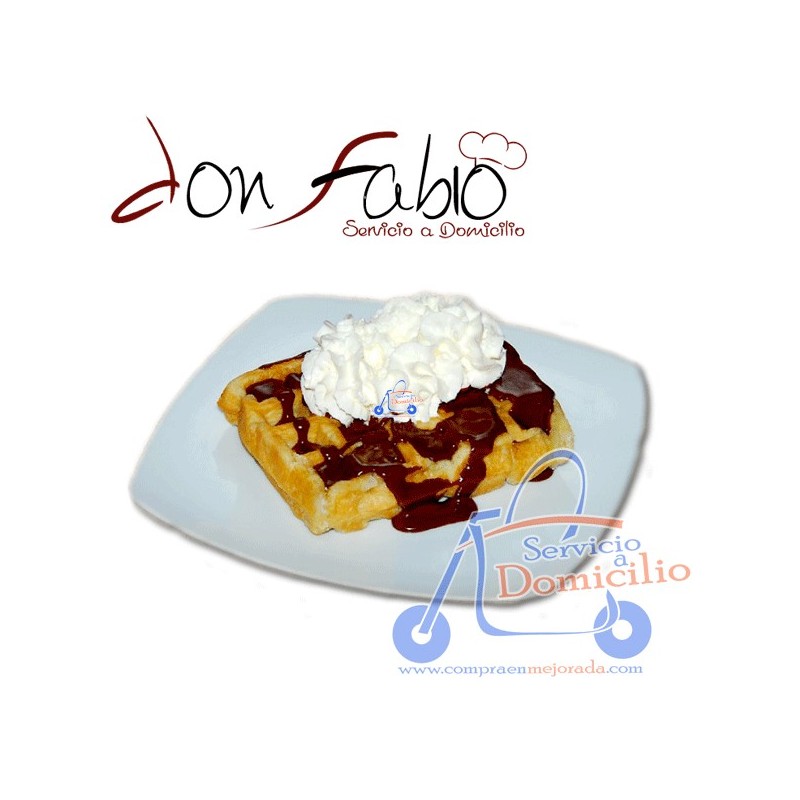 Postres Don Fabio Gofre  Con chocolate.